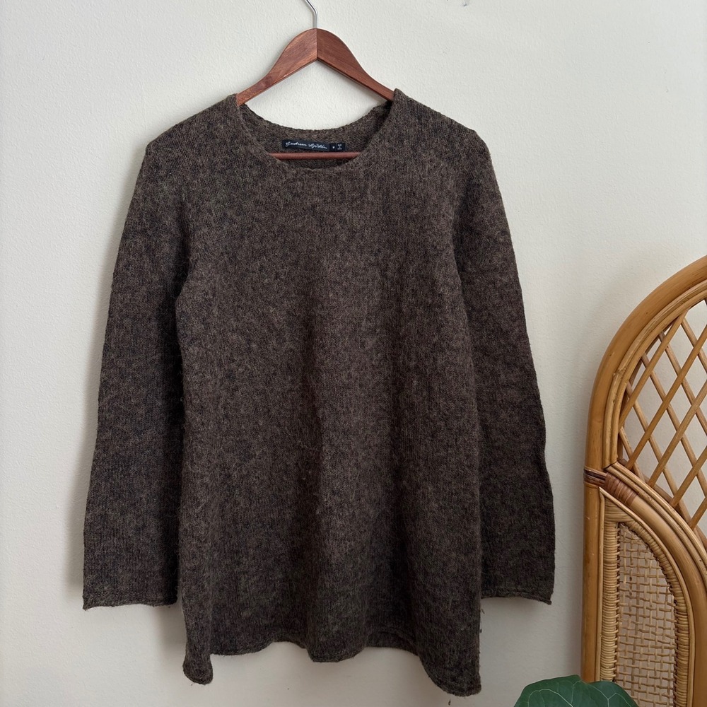 Gundrun Sjoden Alpaca Wool Blend Oversized Relaxed Fit Brown Womens Sweater